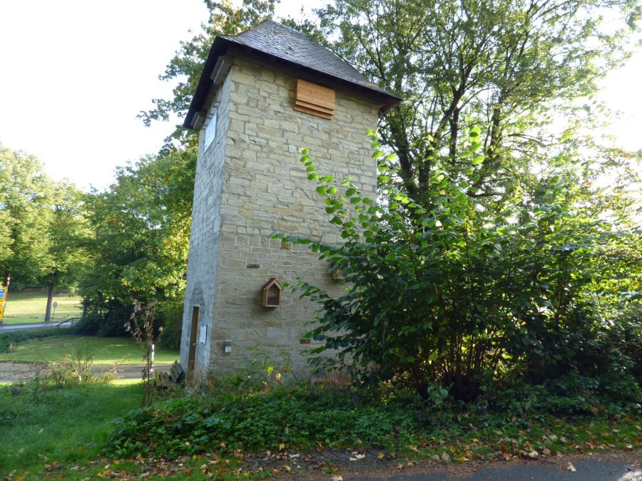 Ein bereits am kreiseigenen Artenschutzturm in Fürstenberg montiertes Fledermausquartier mit zwei Kammern. Fotograf: Kreis Paderborn, Umweltamt, S. Mende 